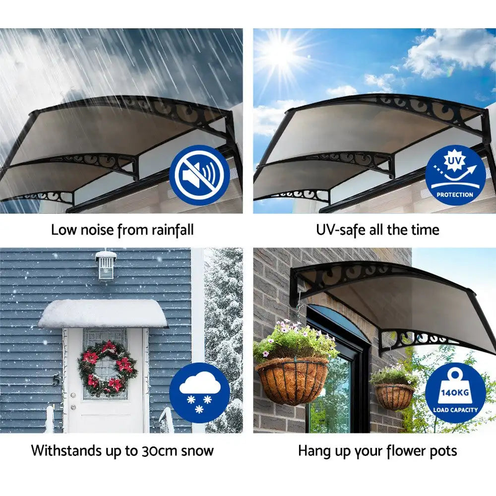 1x3m DIY Window & Door Awning Cover – UV Resistant, Waterproof, Brown