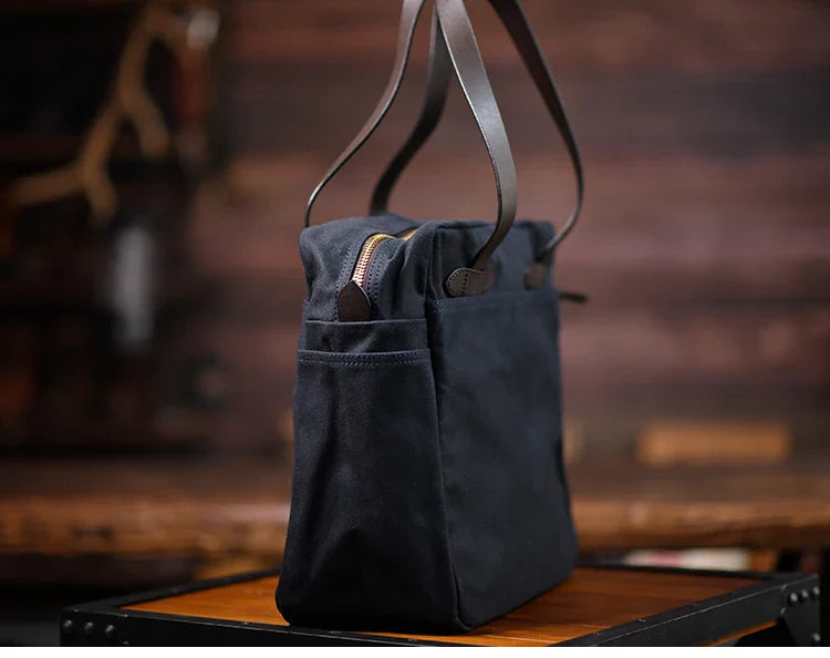 Large Canvas Travel Tote Bag – Blue, Waterproof & Durable