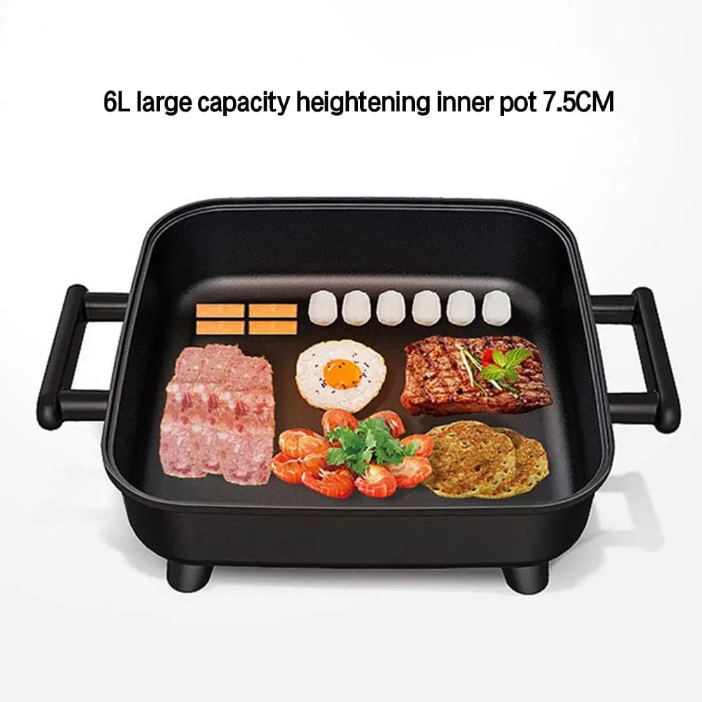 1500W Multifunction Electric Hot Pot with 6L Capacity & Stepless Thermostat