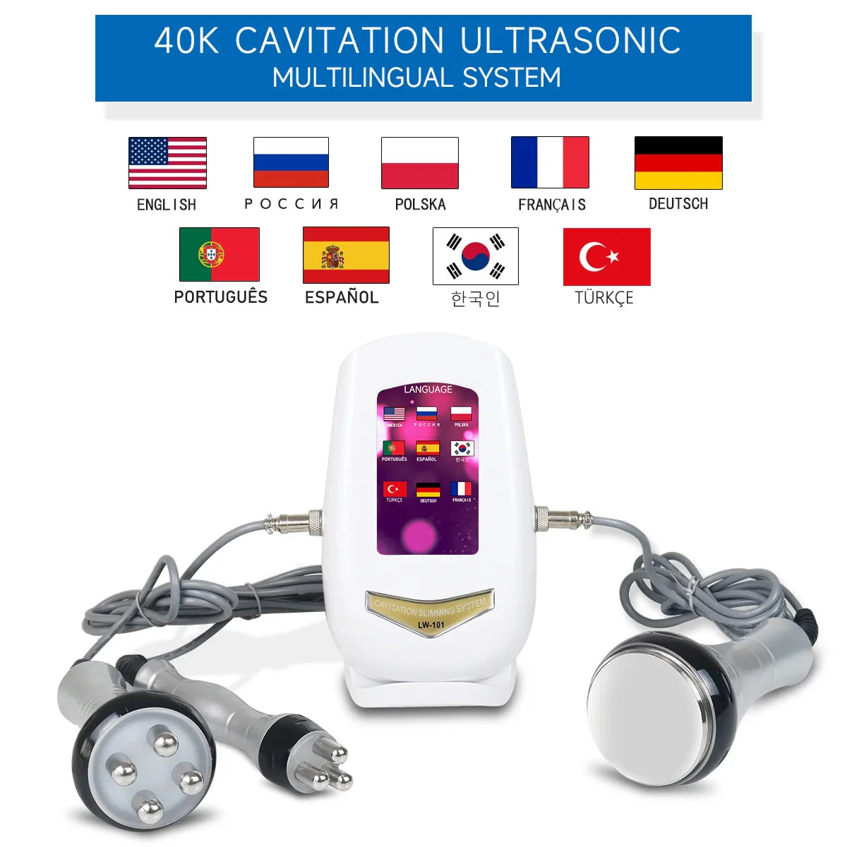Body & Face Radio Frequency Massager with 3 Treatment Heads