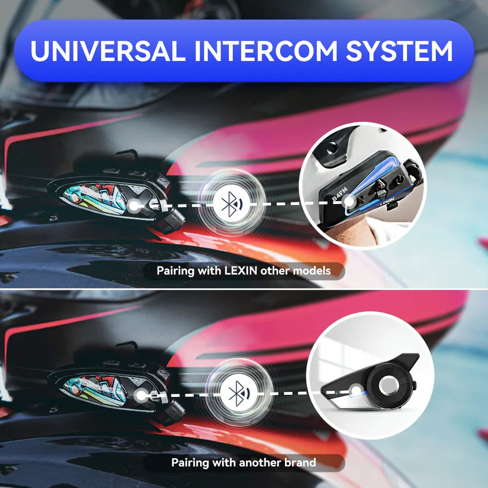 2-Pack Motorcycle Bluetooth Intercom Headsets 2000m Range