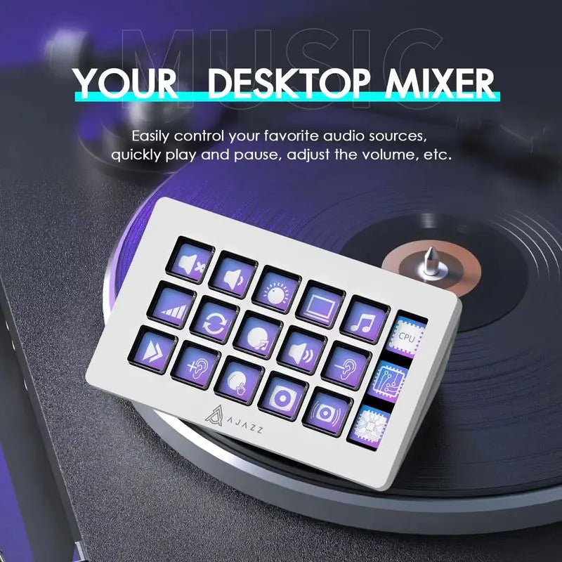 Mini Gaming Stream Deck with Versatile Side Controls Black