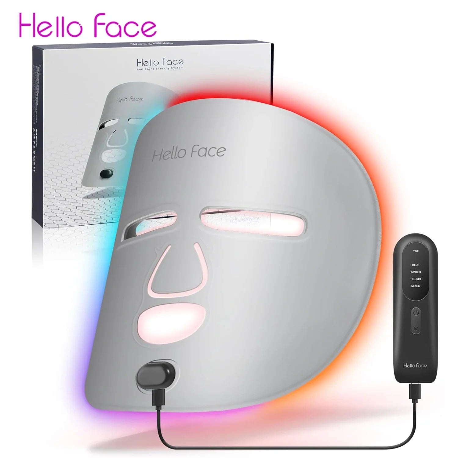 Rechargeable Red & Near-Infrared LED Facial Mask for Anti-Aging