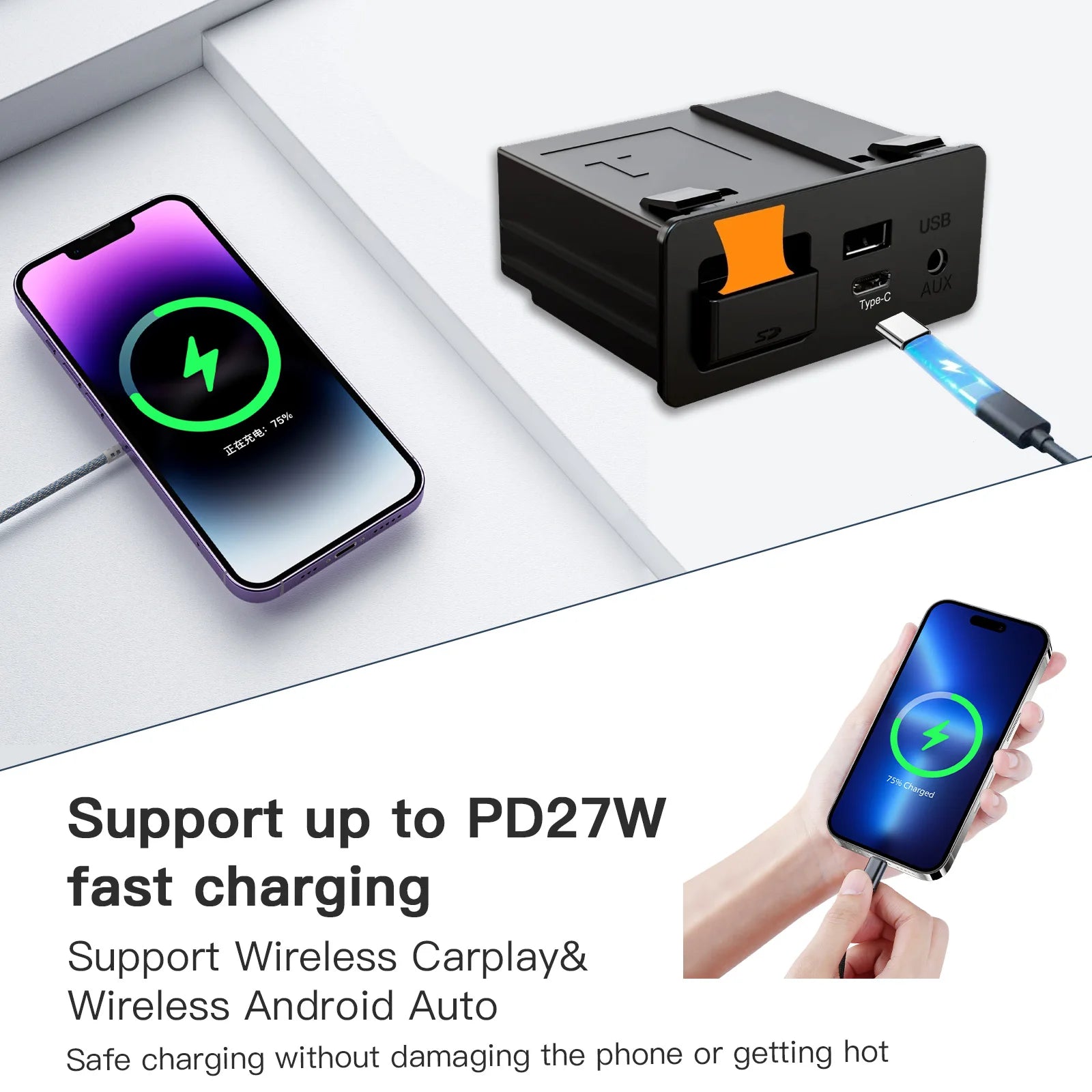 Wireless CarPlay & Android Auto Retrofit Kit for Mazda Type-C Adapter with Tools