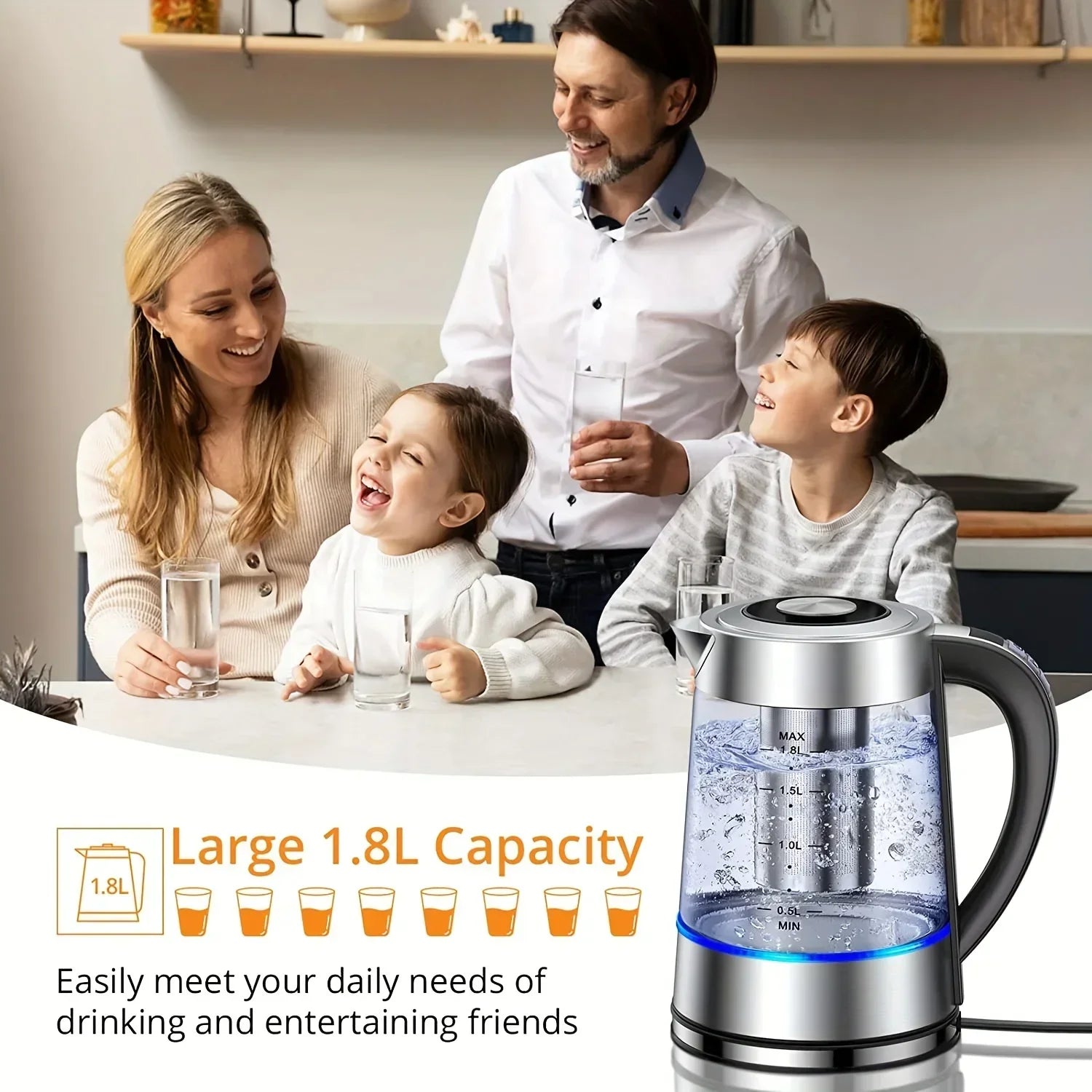 1.8L Electric Kettle with 12 Temps and 24H Keep Warm