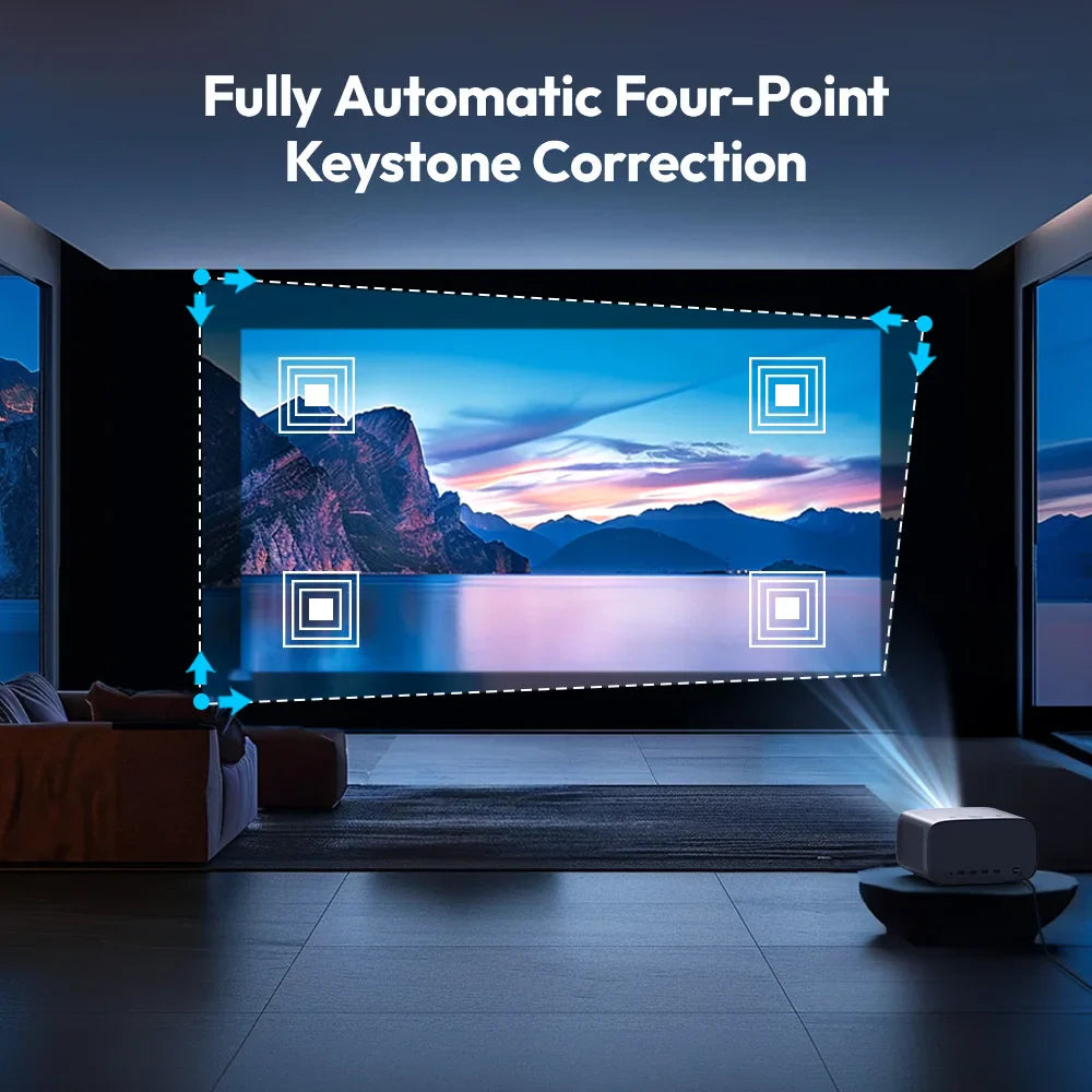 Mini Home Projector 1080p LCD, WiFi 6, Auto Keystone, 300" Display