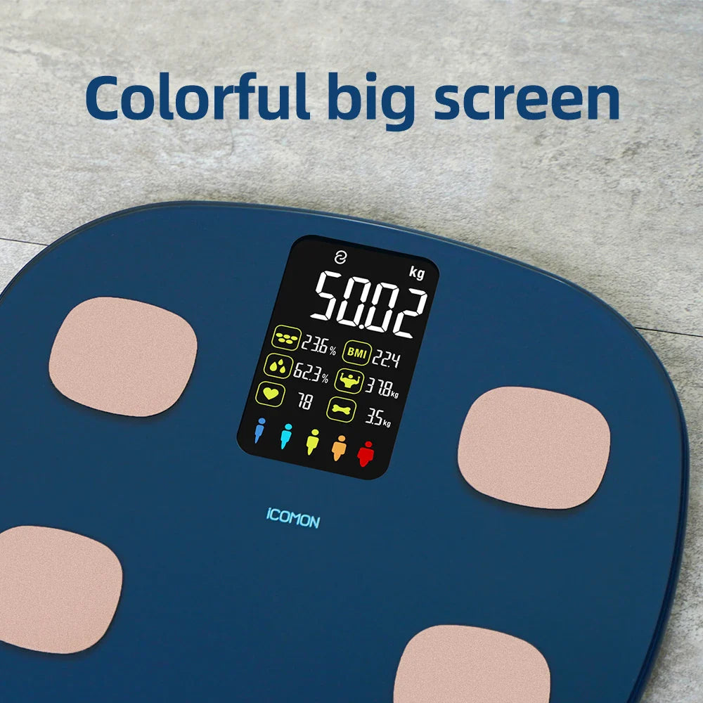 Smart Body Fat Scale, 16 Data Analyzer, Bluetooth, Oval, 180kg Capacity