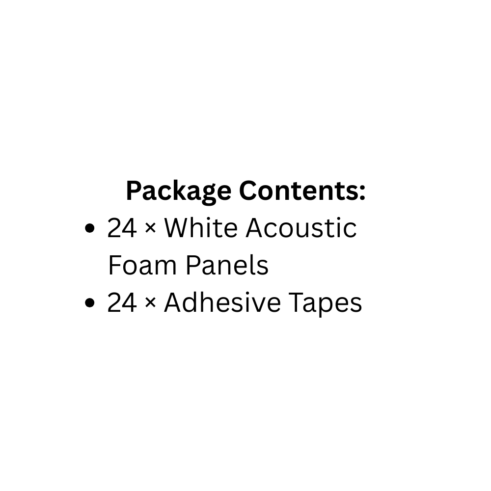 White Acoustic Foam 24-Pcs with Tapes Medium Density Panels for Studio, Bedroom, Home Theater