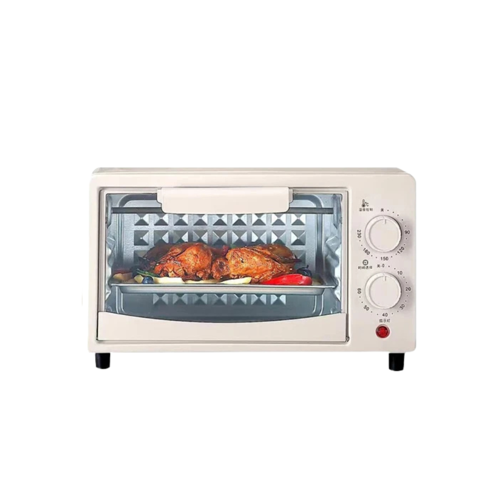 12L Portable White Electric Oven Even Heating, Mechanical Timer, for Toast & Pizza