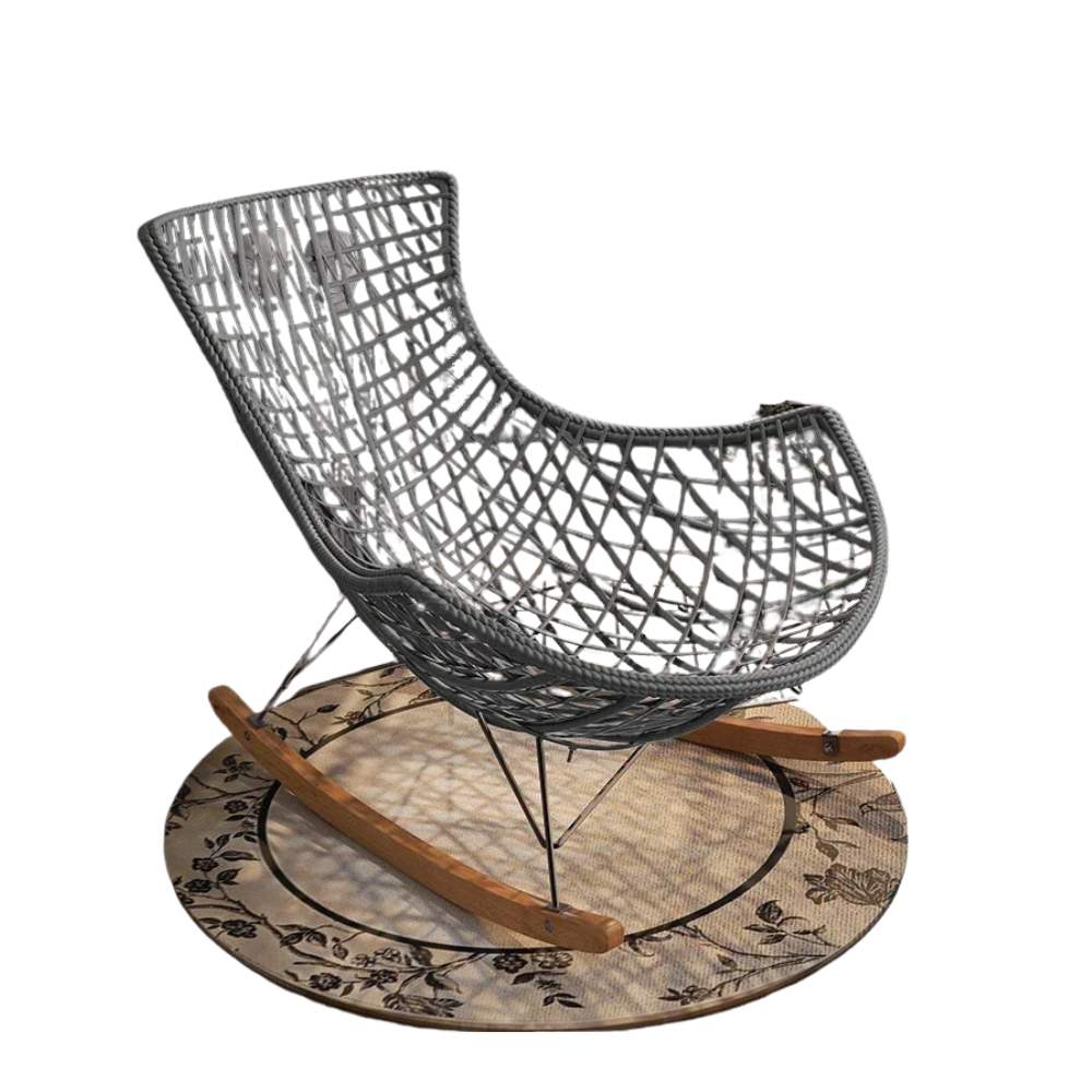 Outdoor Rattan Lounge Chair Semi-Reclining Retro Design for Comfortable Seating