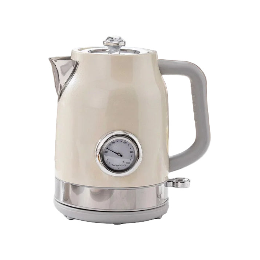 1.7L Electric Kettle with Retro Thermometer Fast Boiling, Stainless Steel, 1800W