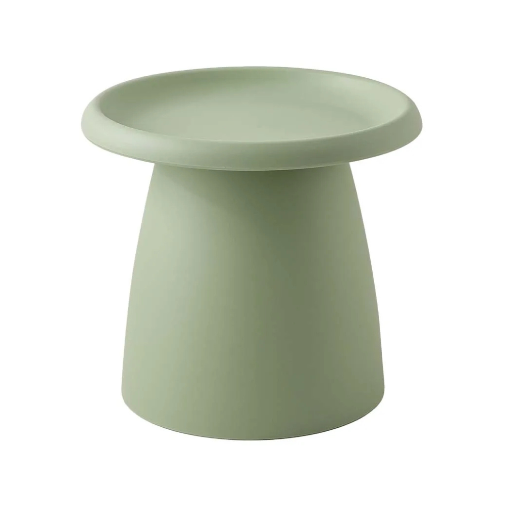 Mushroom-Style Round Coffee Table – 50cm Nordic Side Table with Wide Base (Green)