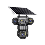 Solar 4G Outdoor Camera 64G 12MP 3-Lens, 10X Zoom, 8000mAh Battery, Remote Access
