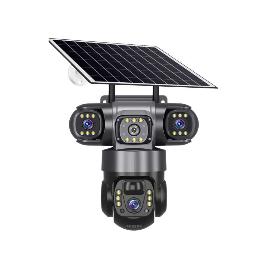 Solar 4G Outdoor Camera 64G 12MP 3-Lens, 10X Zoom, 8000mAh Battery, Remote Access