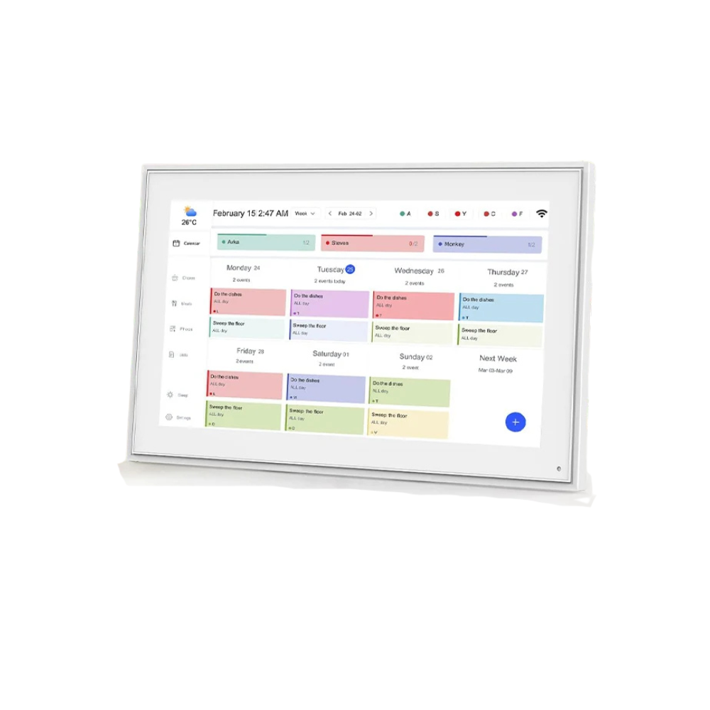 10" Smart Digital Family Calendar & Chore Chart with Touchscreen, Wi-Fi Sync, and Media Player