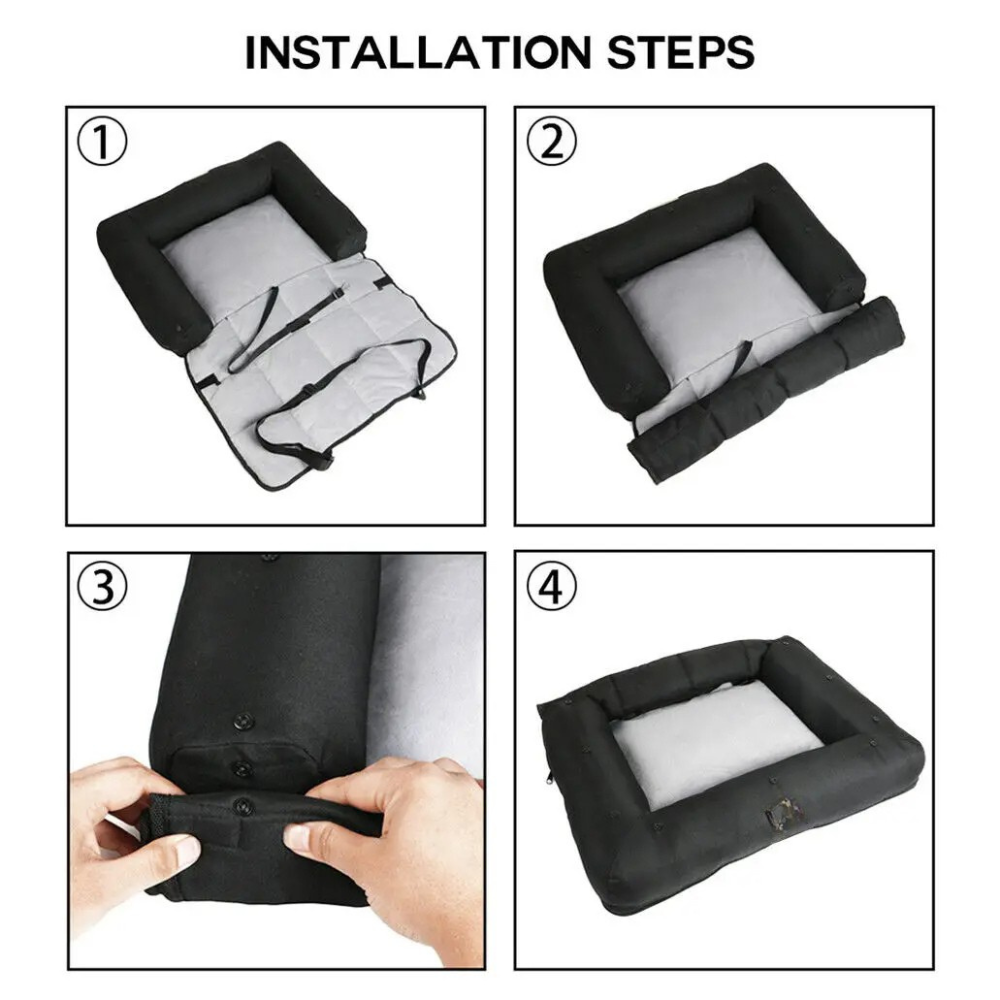 Portable Pet Car Travel Mat with Non‑Slip Base & Washable Pad – Waterproof Oxford Fabric