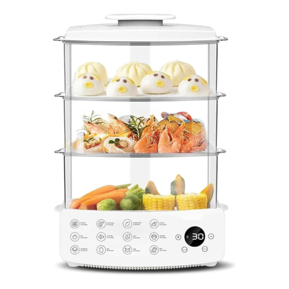 12L Multi-Tier Steam Cooker for Dumplings, Vegetables & Rice with Auto Shut-Off