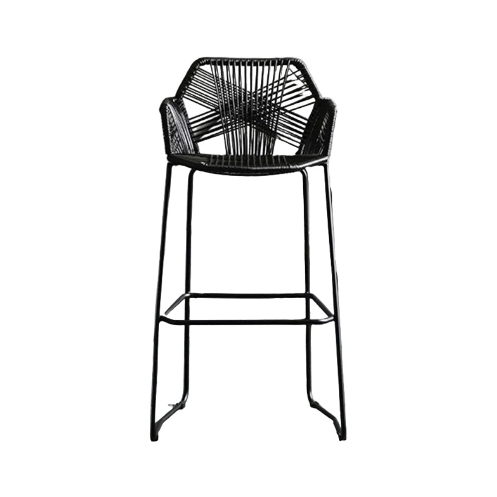 Waterproof Rattan Bar Stools Nordic Hollow-Back Chairs for Outdoor Courtyard & Patio Dining