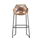 Waterproof Rattan Bar Stools Nordic Hollow-Back Chairs for Outdoor Courtyard & Patio Dining