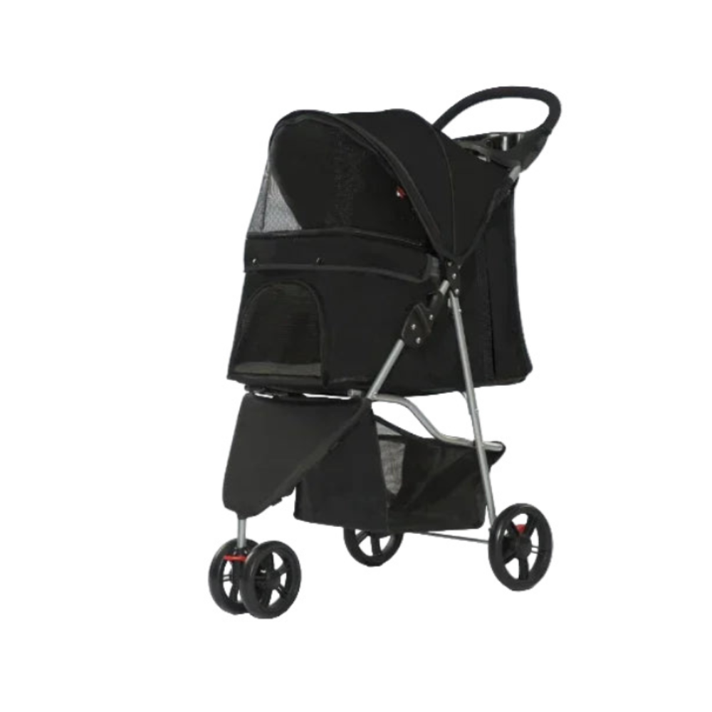 Lightweight Foldable Pet Stroller with 3 Wheels Waterproof Travel Carrier for Cats & Dogs up to 15kg