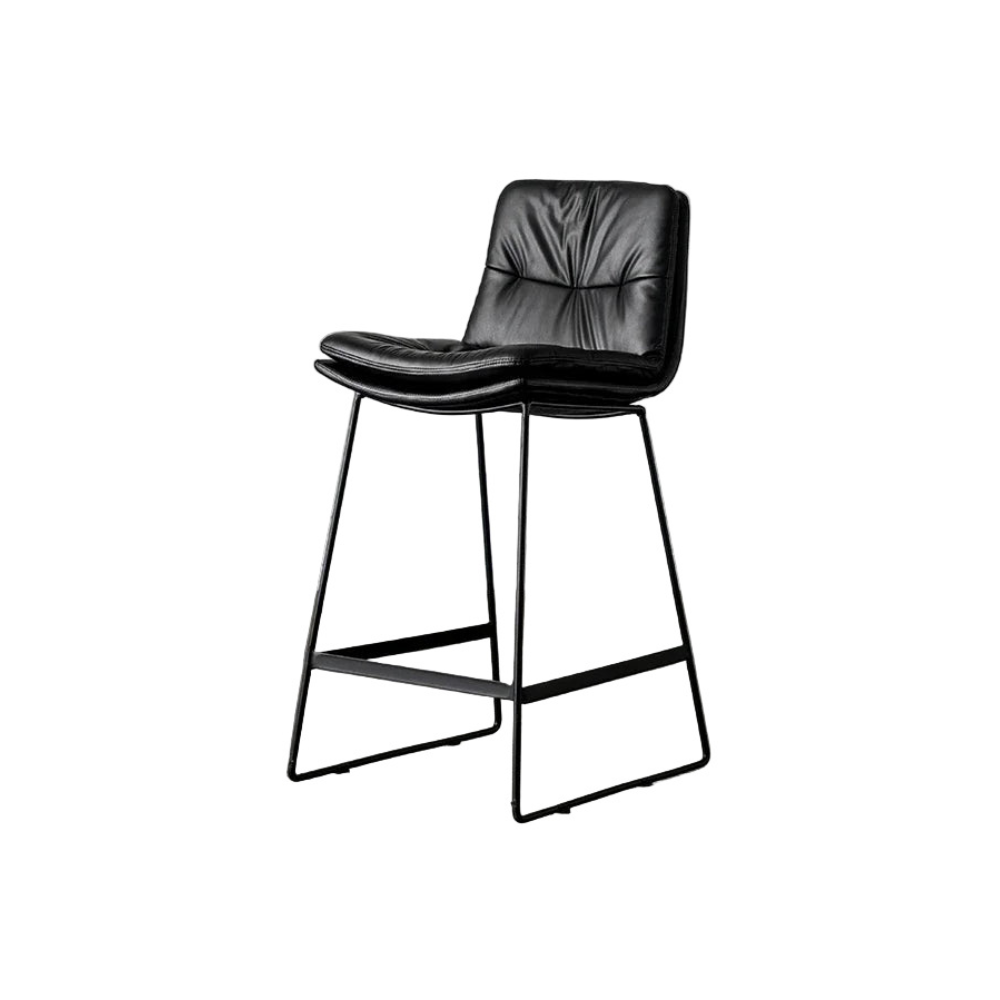 Modern PU Leather High Stools European Style Bar Chairs with Iron Back for Kitchen Seating