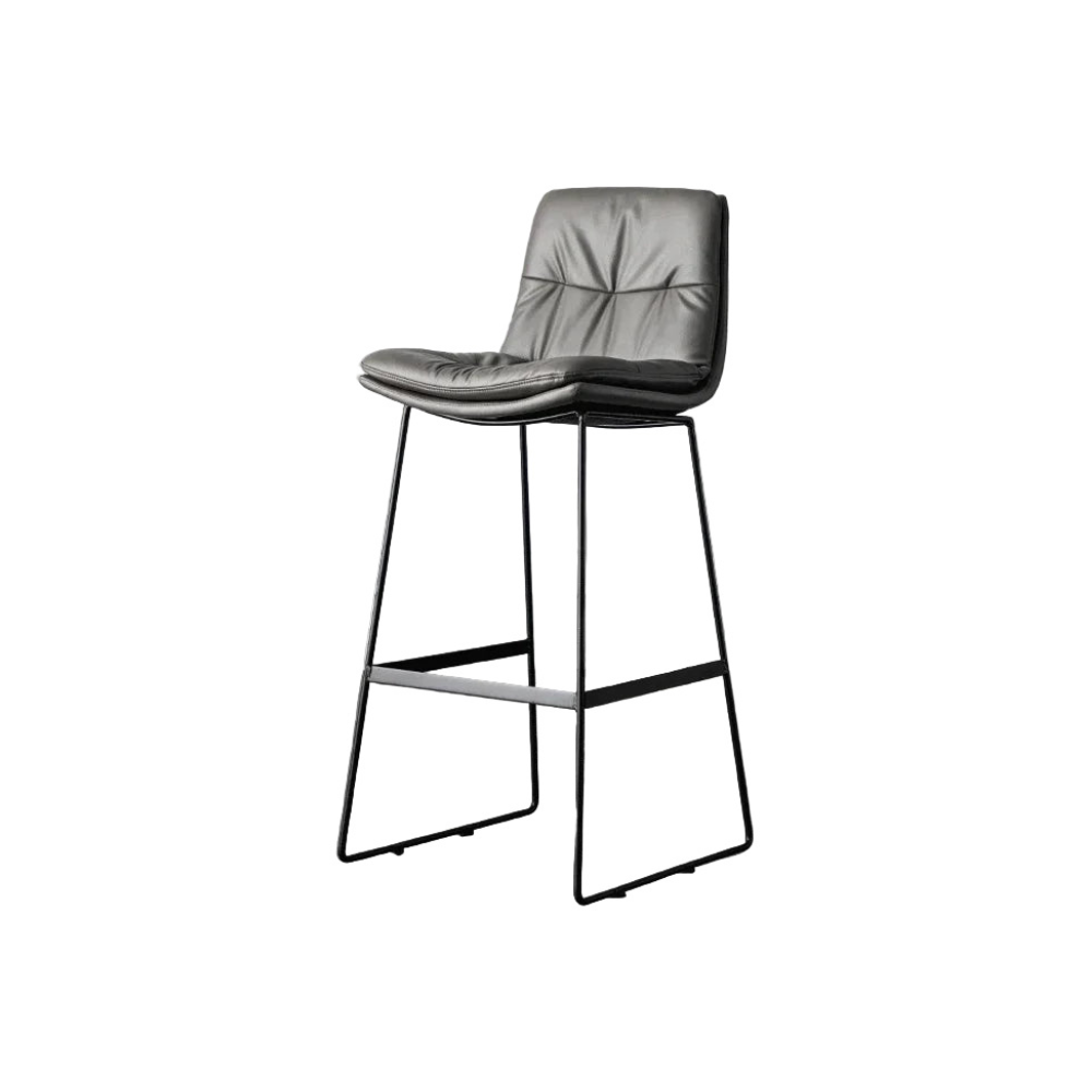 Modern PU Leather High Stools European Style Bar Chairs with Iron Back for Kitchen Seating