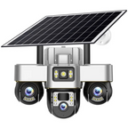 Outdoor 4G Rechargeable Solar Camera 15MP HD Triple Lens with Motion Tracking & Zoom