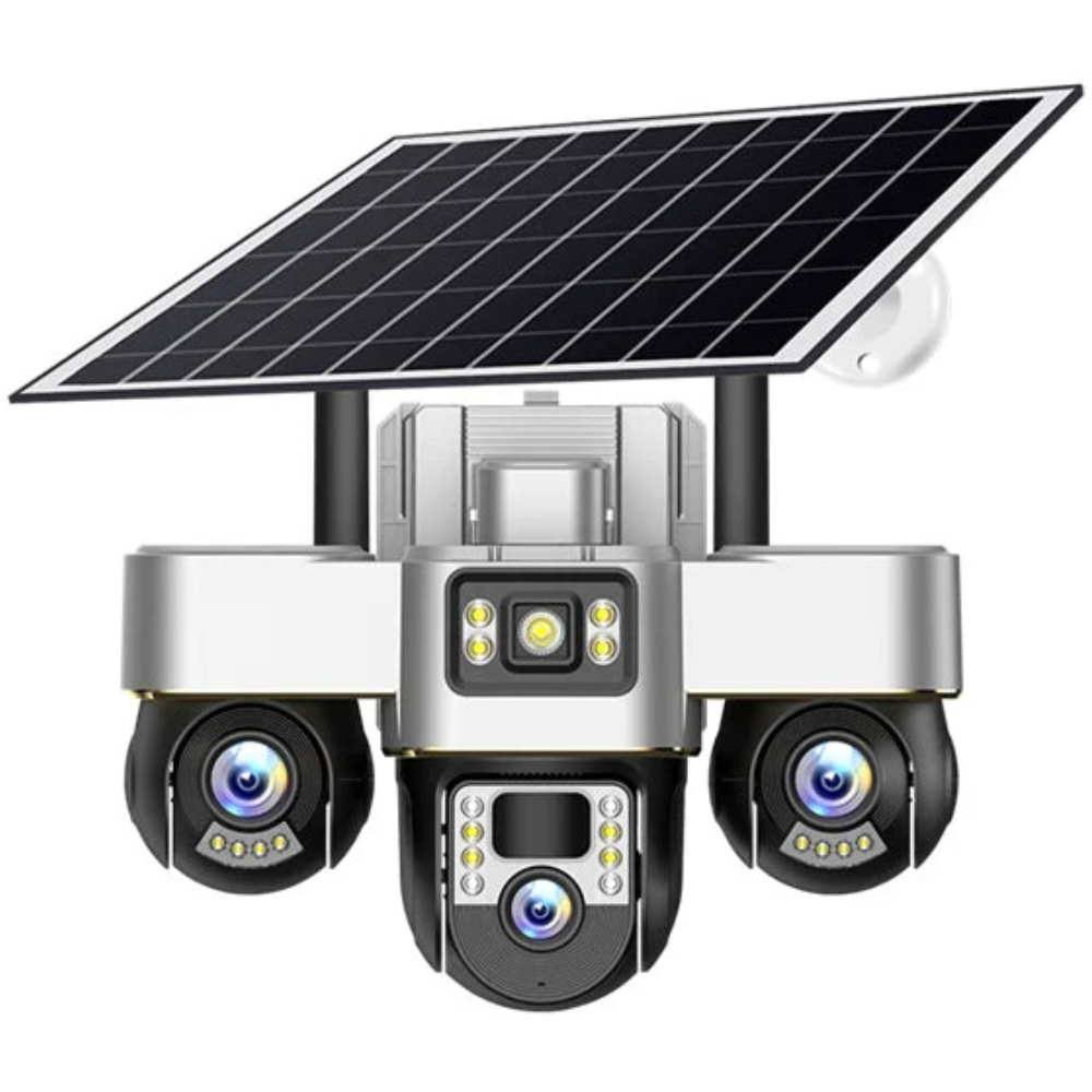 Outdoor 4G Rechargeable Solar Camera 15MP HD Triple Lens with Motion Tracking & Zoom