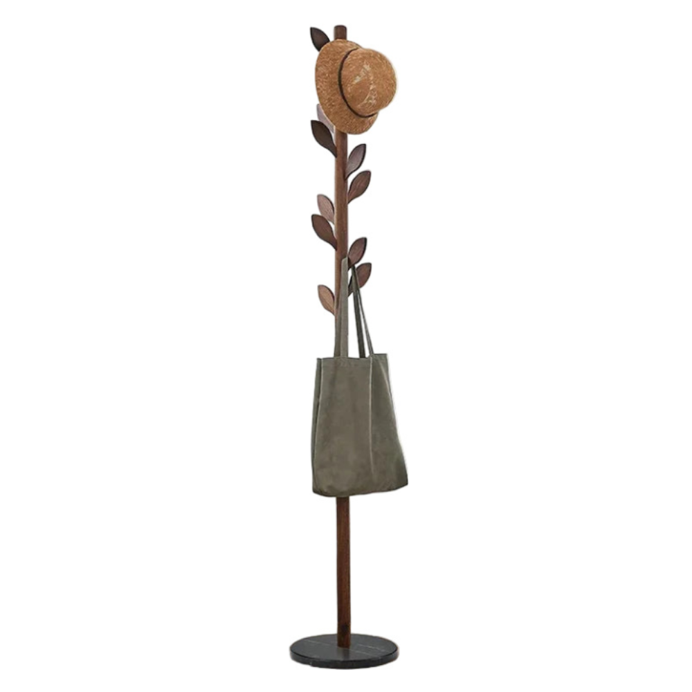 Solid Wood Floor Standing Coat Rack Modern Clothes Hanger for Bedroom or Living Room