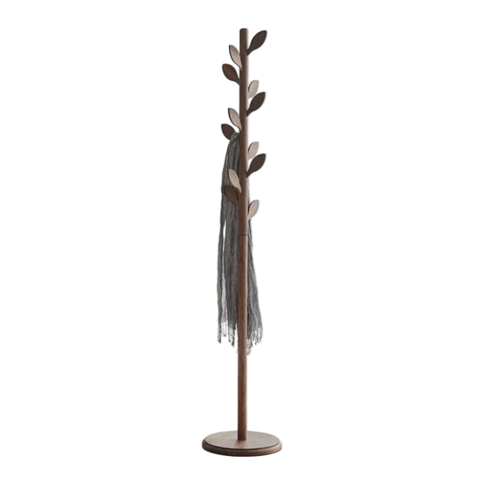 Solid Wood Floor Standing Coat Rack Modern Clothes Hanger for Bedroom or Living Room