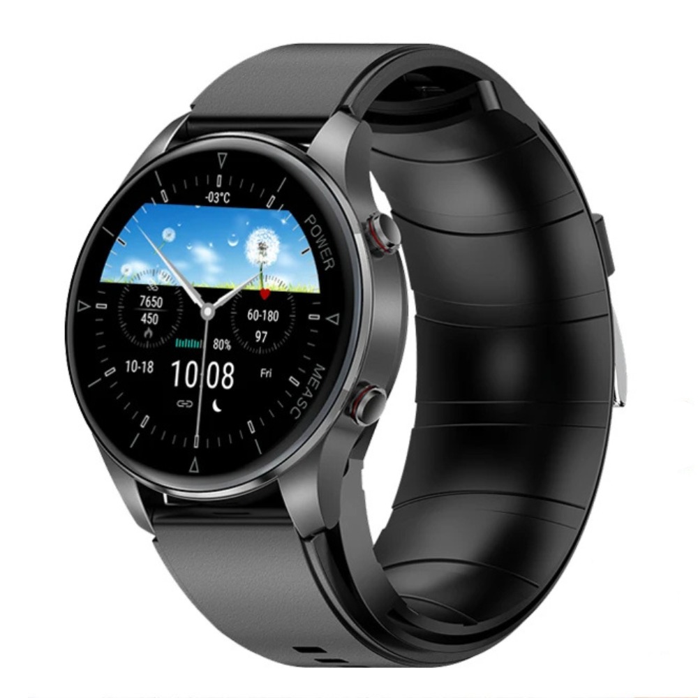 Smart Health Watch with Air Pump Strap – Blood Pressure, ECG & Glucose Monitor