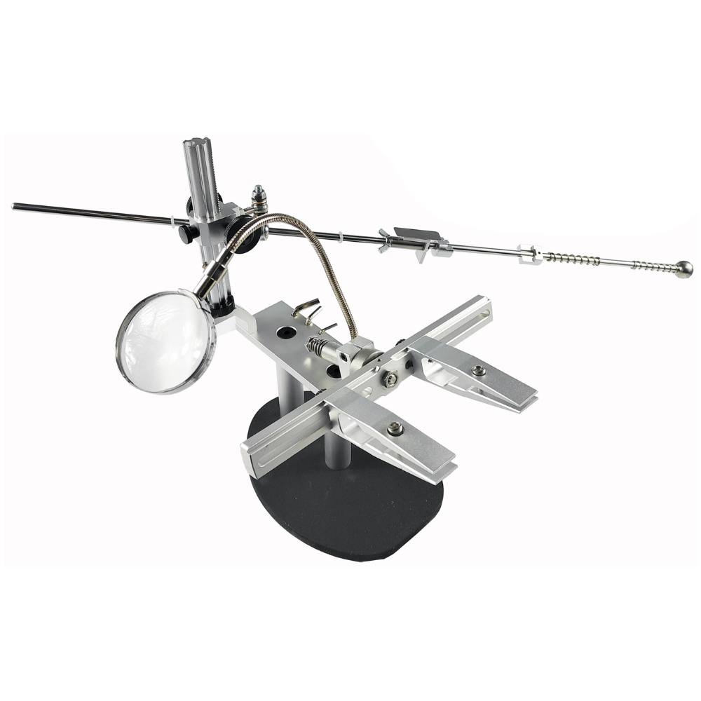 Multi-Angle Kitchen & Outdoor Knife Sharpener with Aluminum Clamp and Magnifying Glass