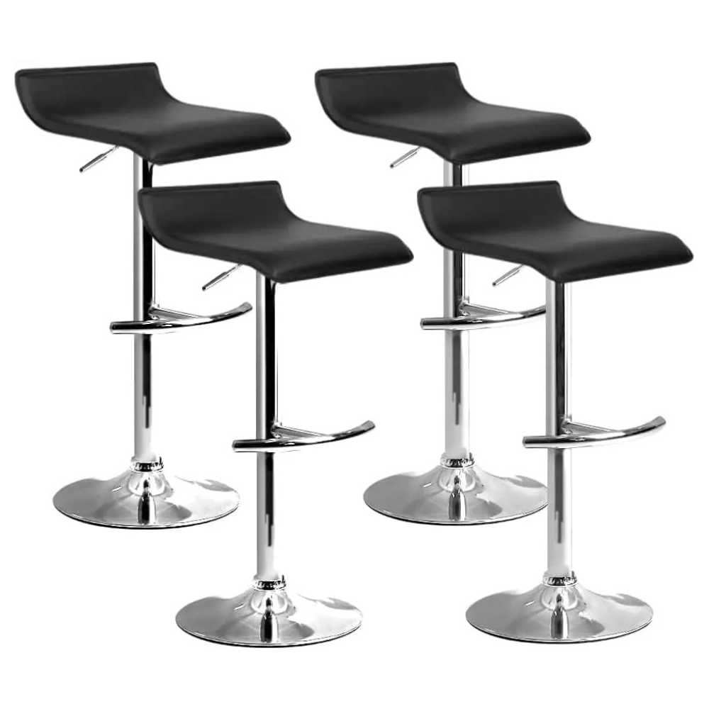 Adjustable Kitchen Bar Stools Set of 4 – Swivel Counter Chairs with Gas Lift, Black, 56–77cm