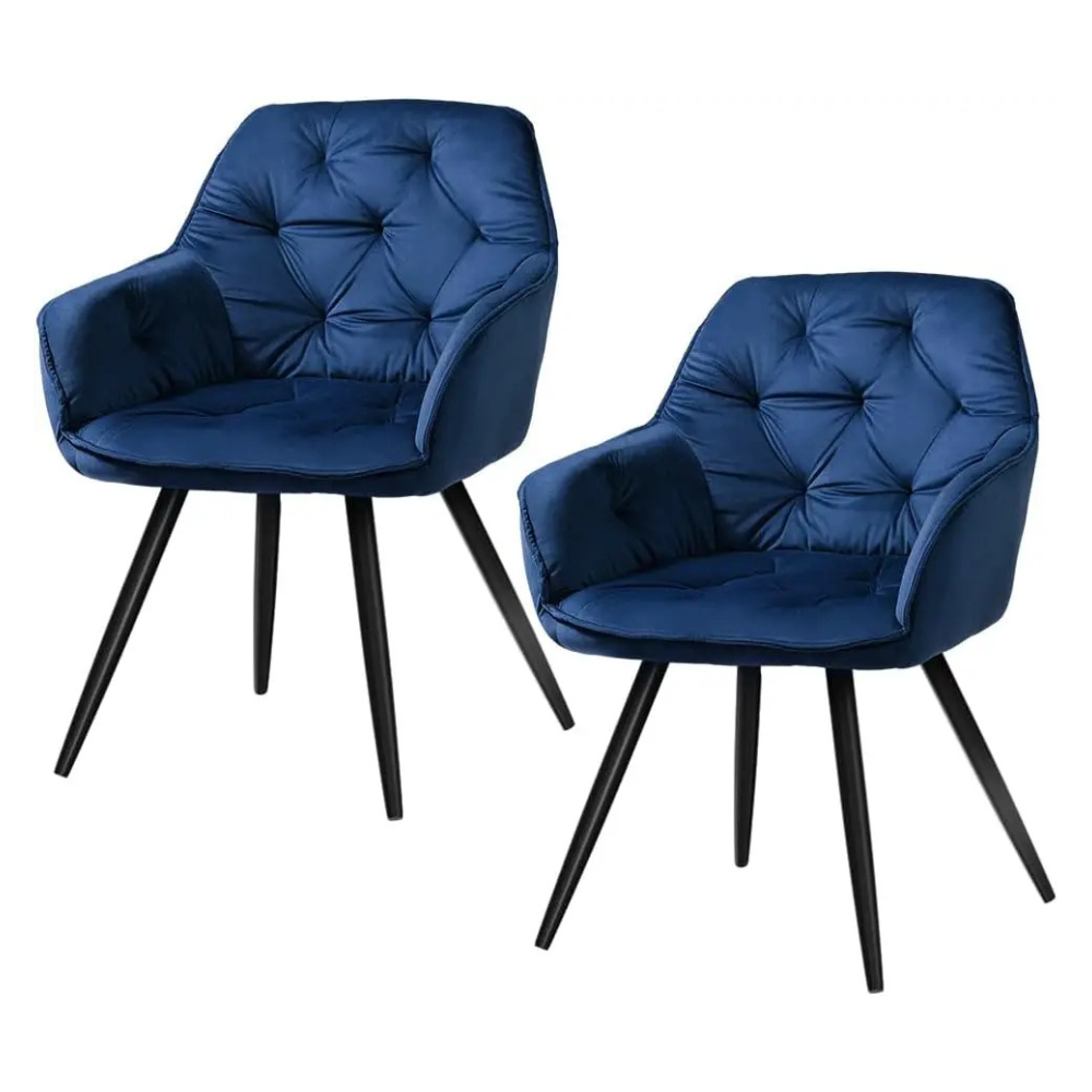 Modern Upholstered Dining Chairs (2-Pack) – Stylish Metal Frame Seating for Home or Office