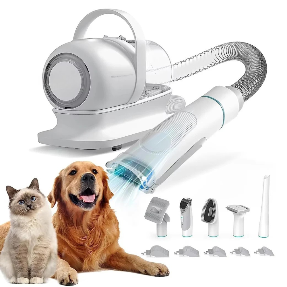 5-in-1 Black Pet Grooming Vacuum with Clippers & Brush