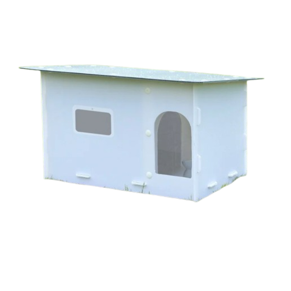 Heavy Duty Outdoor Dog Kennel Weatherproof, Insulated Plastic House for Medium Pets
