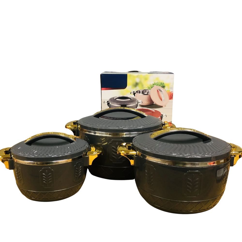 Thermal Food Warmer Set 3-Piece 2.5L/4.5L/6.5L Insulated Containers for Parties or Home Meals