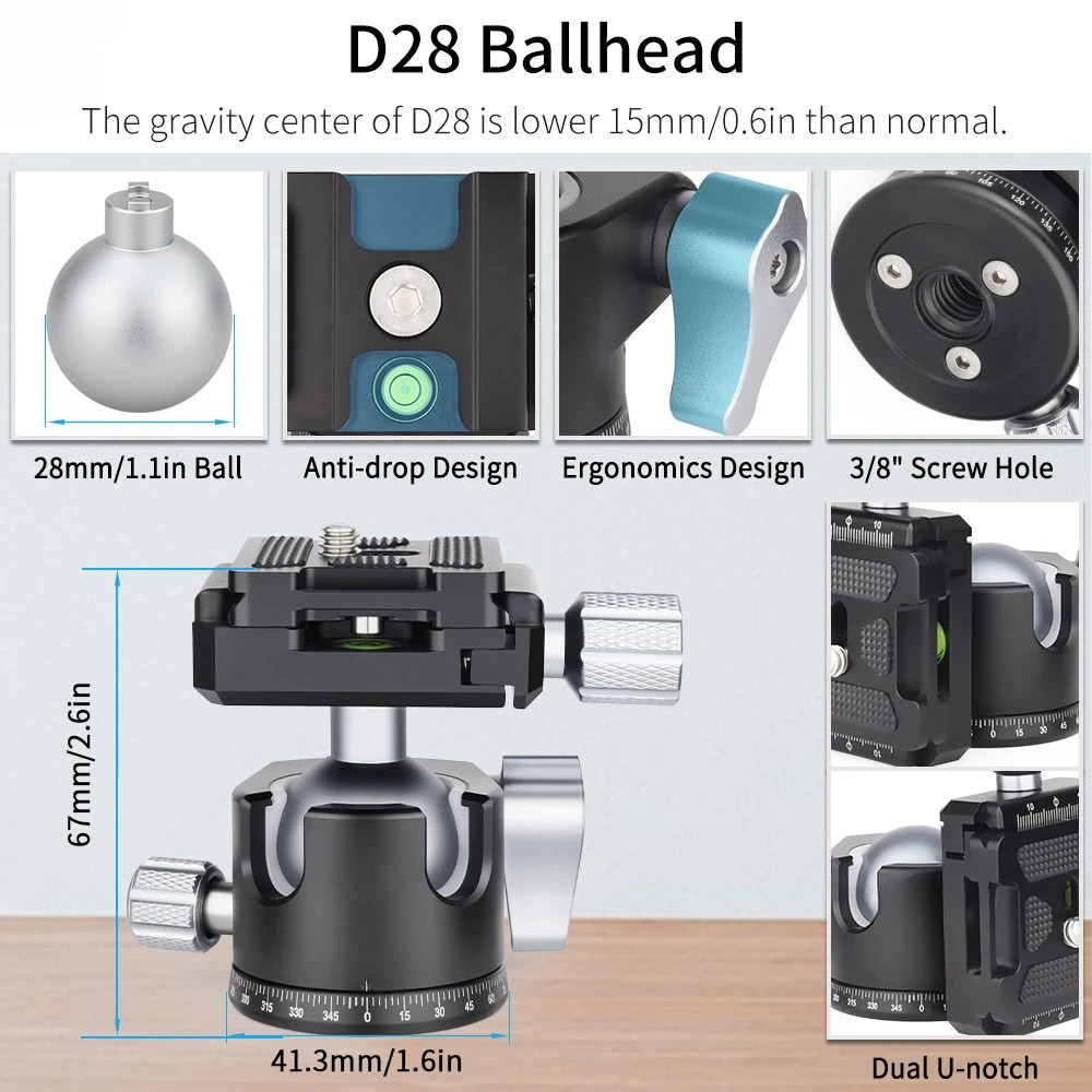 Compact Travel Tripod Set with D28 Ballhead and Arm