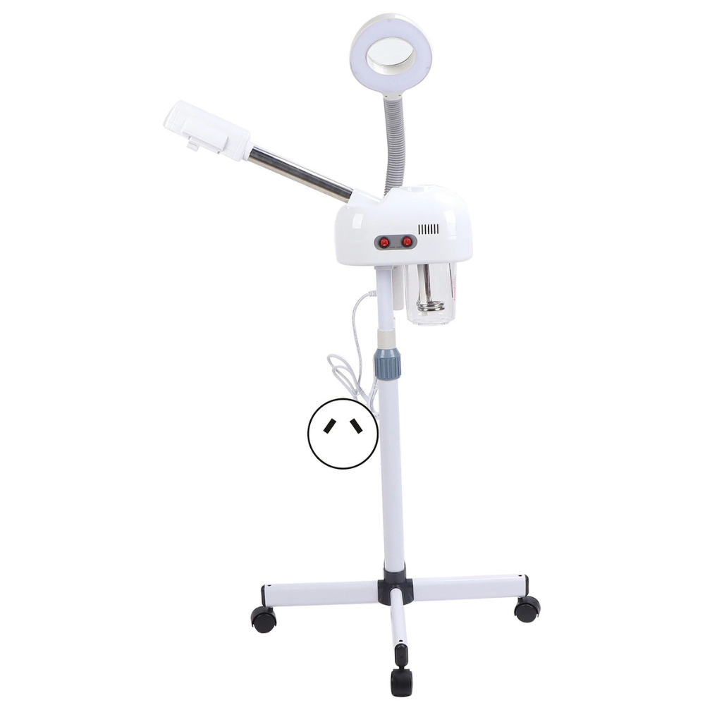 Portable 2-in-1 Facial Steamer with 5X LED Magnifying Lamp and Adjustable Stand White