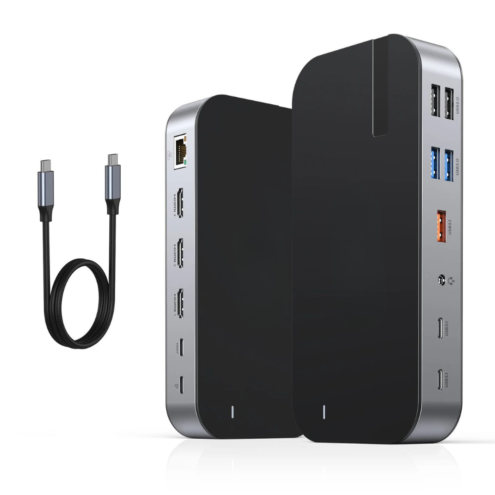 15-in-1 USB-C Docking Station with 3 HDMI, 100W PD, Gigabit Ethernet, SD/TF, 10Gbps Ports