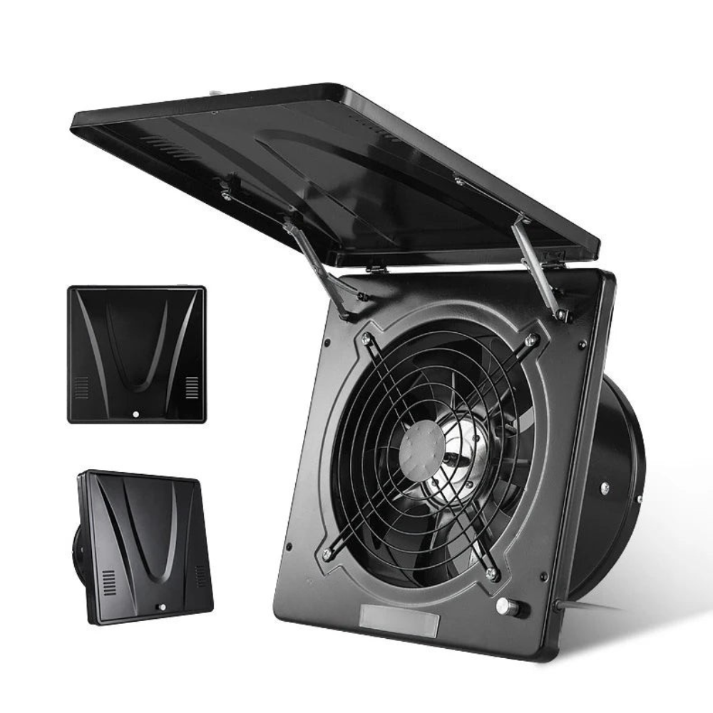 10-Inch Black Ventilation Fan with Oil Collector and Adjustable Speed