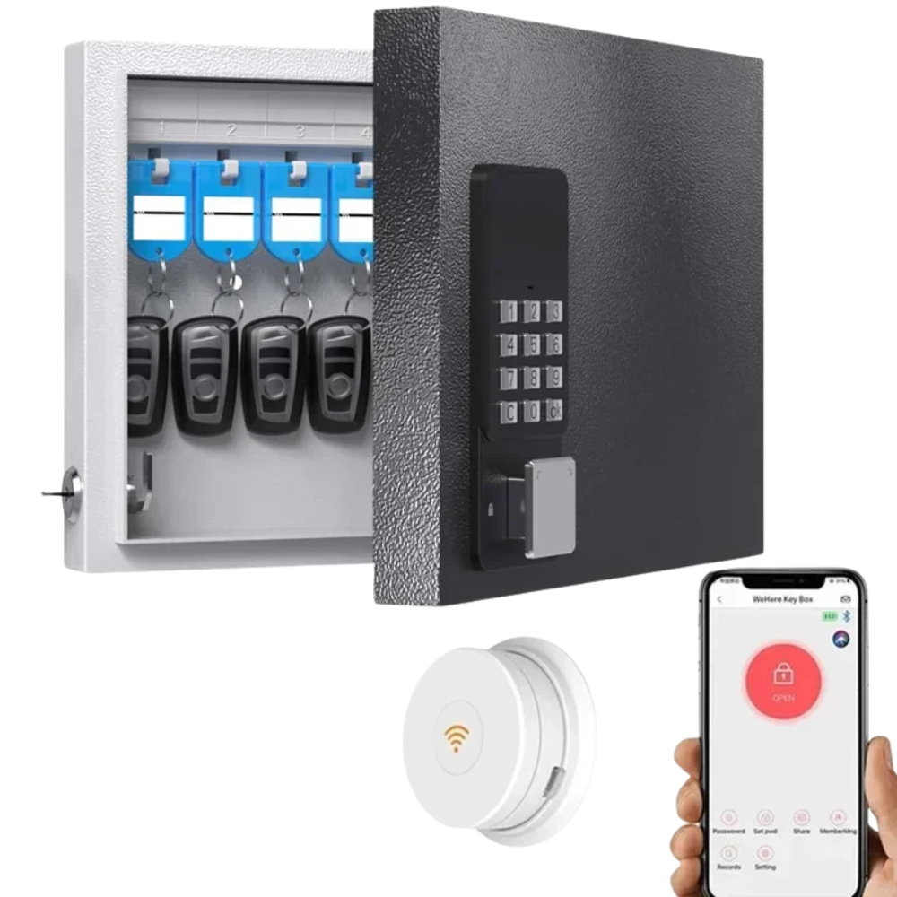 16-Key Wall-Mounted Storage Box with App & Bluetooth Access