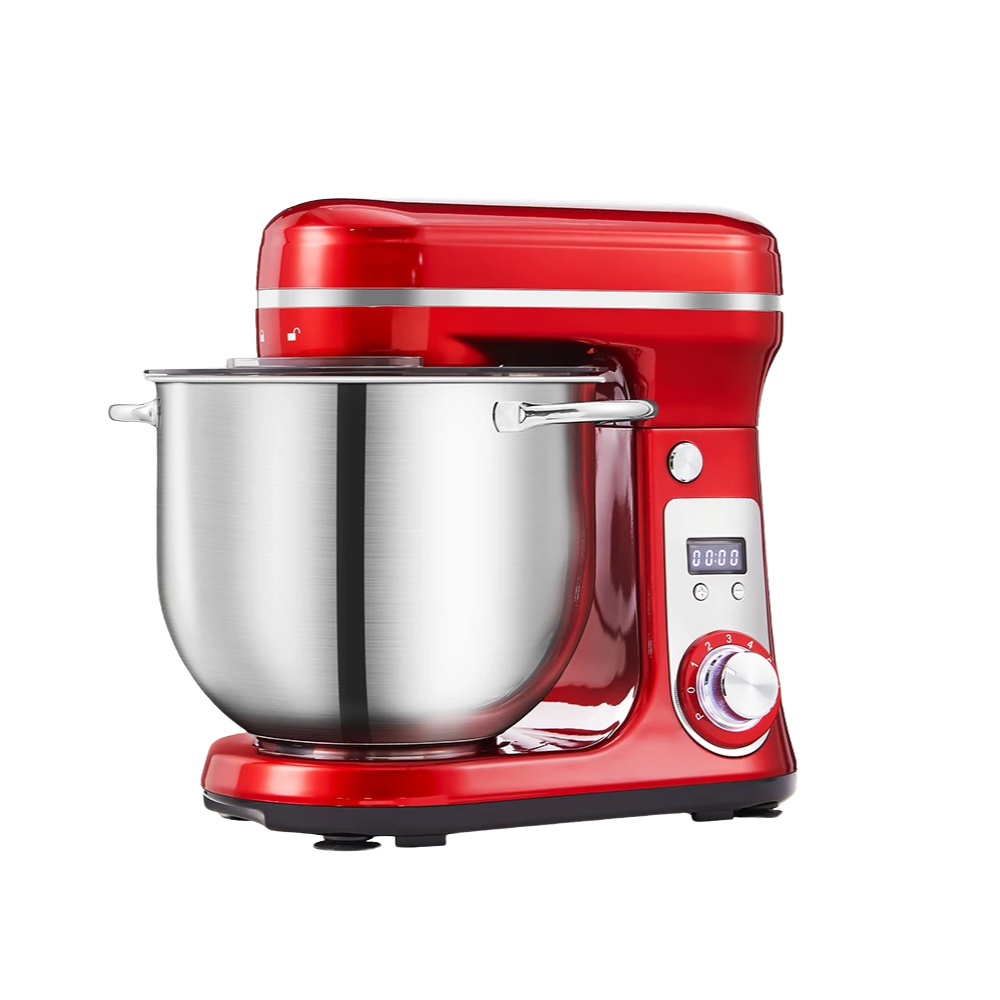 Red 1200W Kitchen Stand Mixer 6L, 6-Speed, Quiet Motor