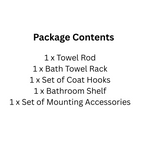 Wall-Mounted Bathroom Hardware Set, 4-Piece, Bright Silver