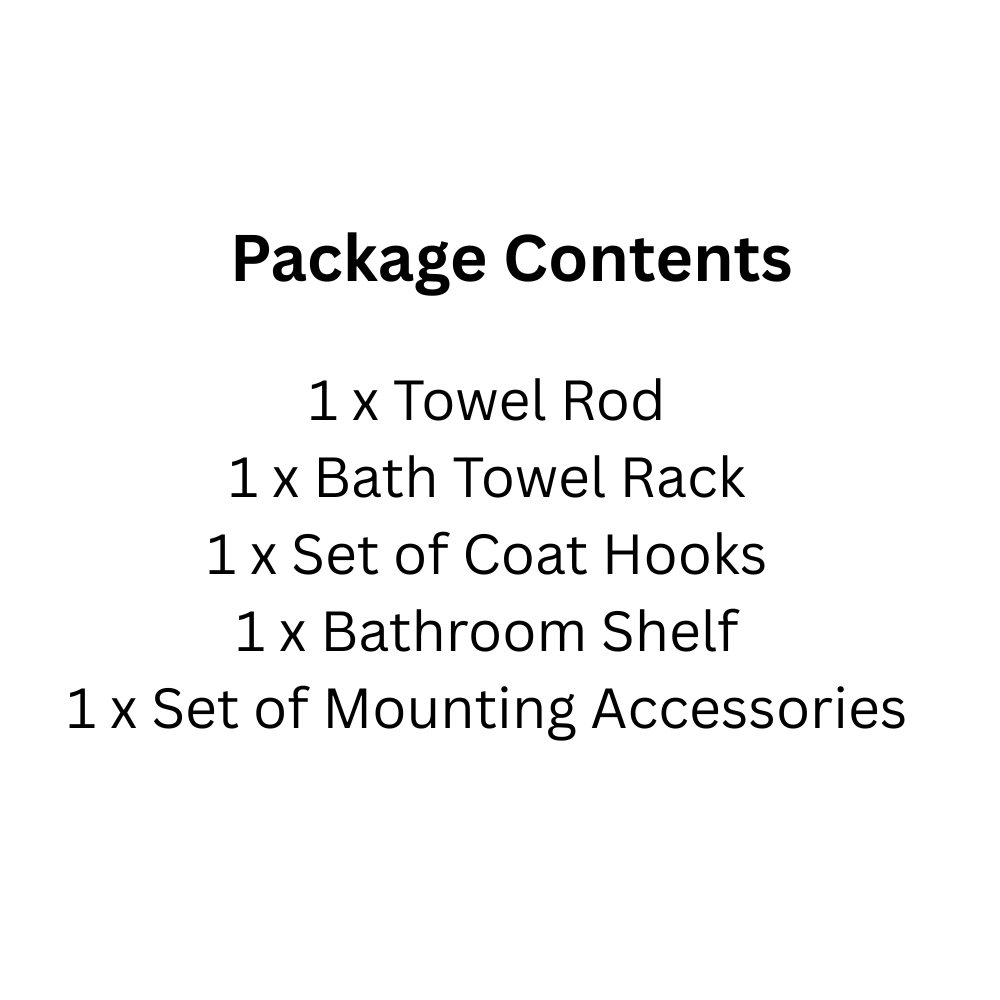 Wall-Mounted Bathroom Hardware Set, 4-Piece, Bright Silver