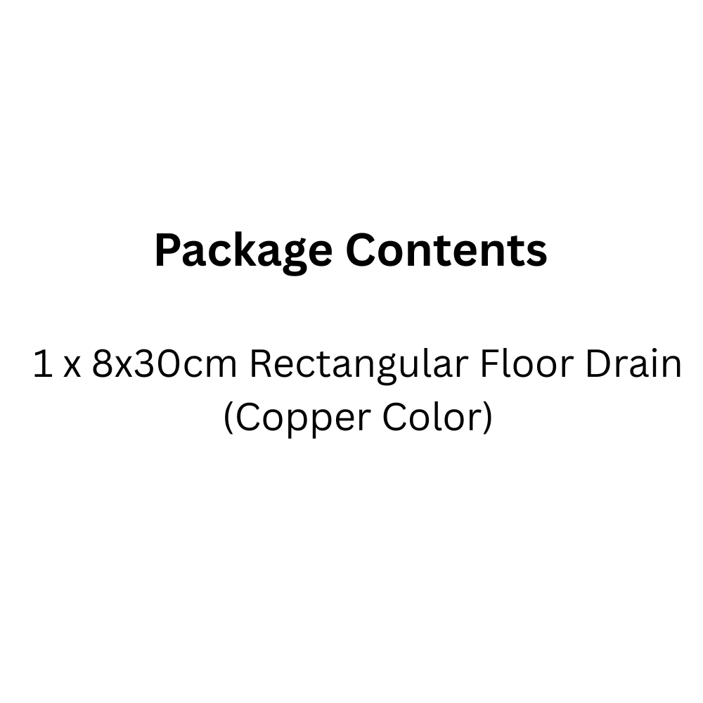 Large Displacement Bathroom Floor Drain, 8x30cm Copper Finish