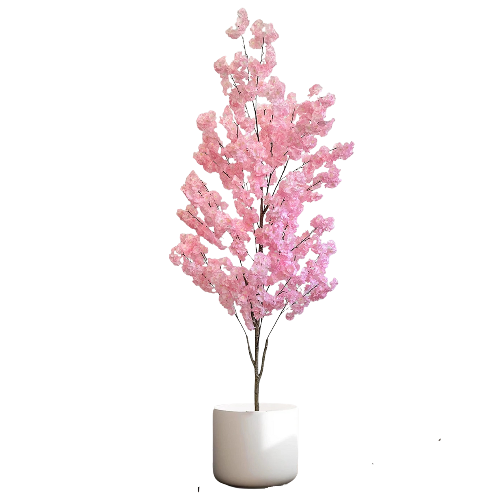 100CM Artificial Pink Cherry Blossom Tree with Realistic Trunk & Silk Blooms – Indoor Décor for Home, Office & Weddings