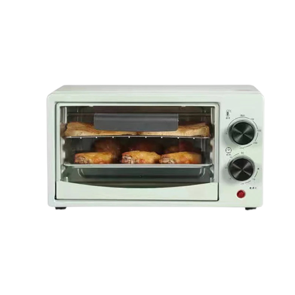 12L Compact Electric Oven with Timer & Adjustable Heat – 600W | Light Green