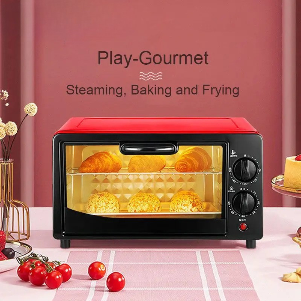 12L Compact Electric Oven with Timer & Adjustable Heat – 600W | Light Green