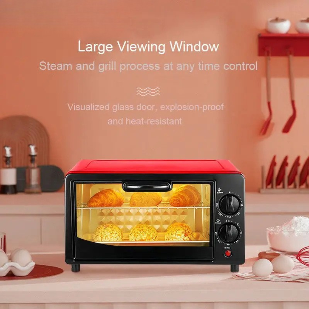 12L Compact Electric Oven with Timer & Adjustable Heat – 600W | Light Green